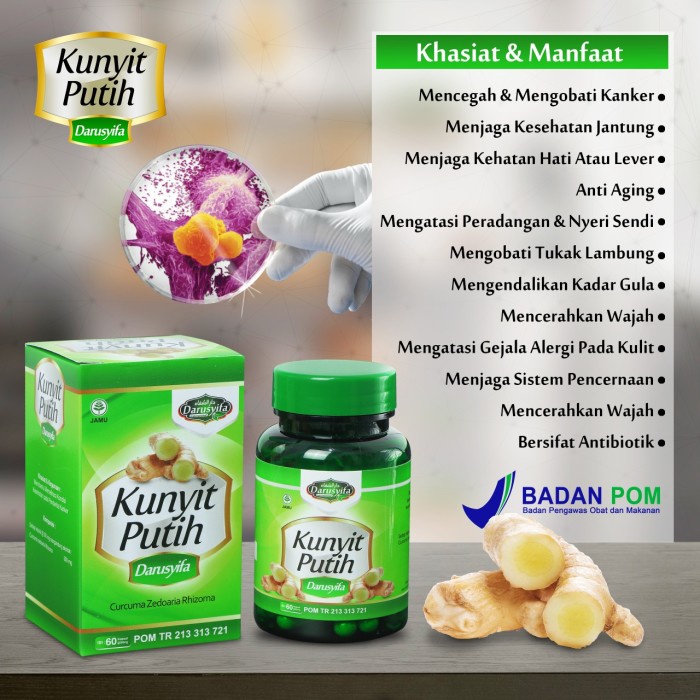 Kapsul Kunyit Putih Darusyifa Anti Kanker, cegah diabetes isi 60 Kapsul 100% !!!ORIGINAL