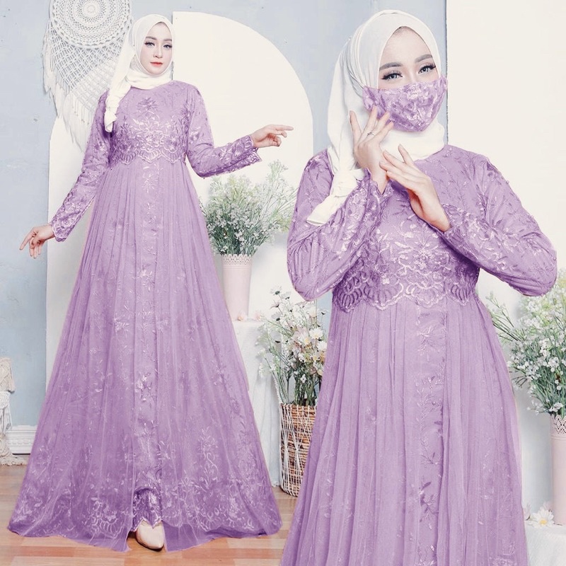 (BAYAR DITEMPAT) SAQILAFull Brukat Tile /Gamis Pesta/Baju Muslim Wanita Jumbo/Gamis Brukat Tile Remaja Dewasa Premium /Fashion Gamis Kondangan