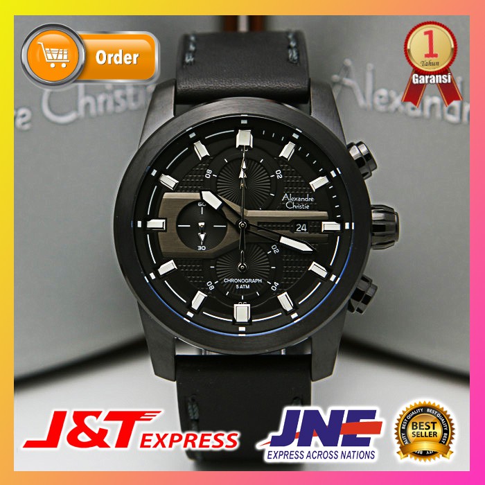 JAM TANGAN ALEXANDRE CHRISTIE ALEXANDER CHRISTIE PRIA COWOK ORIGINAL ORI BRANDED AC 6562 FULL BLACK