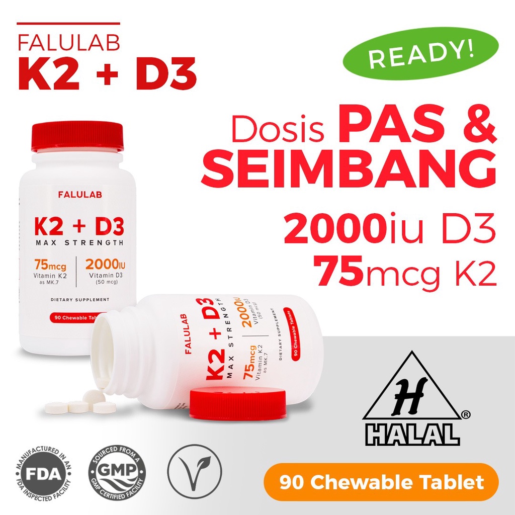 Falulab K2 D3 HALAL VEGETARIAN | Vitamin D-3 2000 iu Vitamin K-2 75 mcg | Falulabs