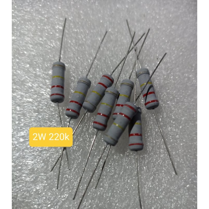 10BUAH RESISTOR 220K OHM 2 WATT RESISTOR 2WATT 220K OHM 220 K OHM