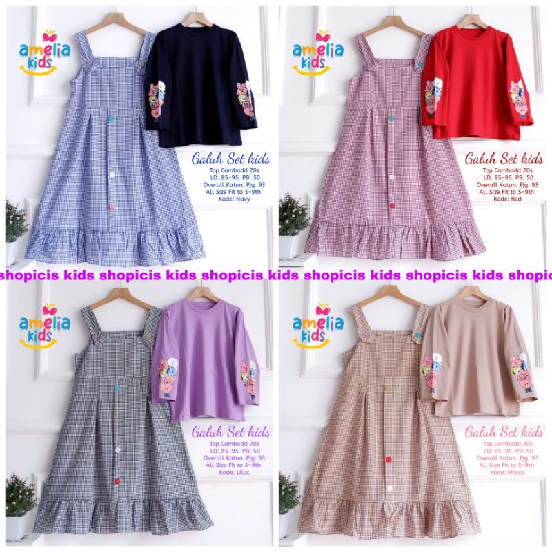 Galuh Set Kids Amelia Kids Setelan Kaos Cewek Anak 8 Tahun Overall Anak Cewek 8 Tahun Baju Anak Cewe