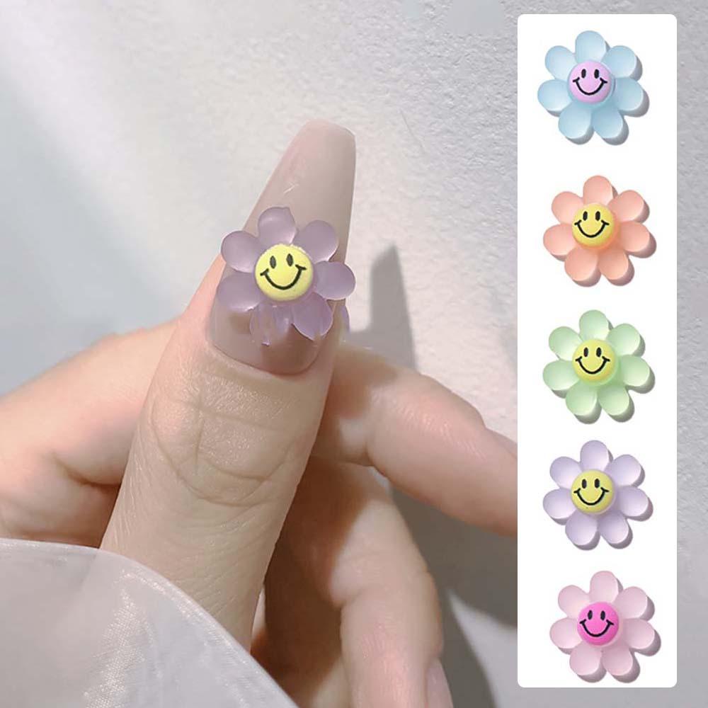 AUGUSTINA Agustina Smiley Face Nail Art Dekorasi Warna Pelangi Tiga Dimensi Kartun DIY Aksesoris Kuku