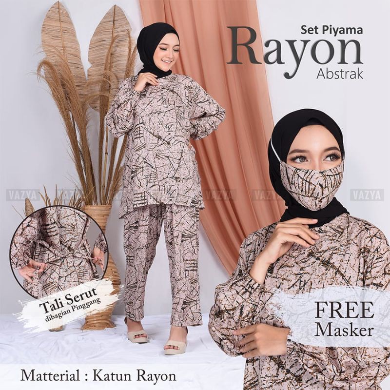 Set Piyama Rayon Abstrak