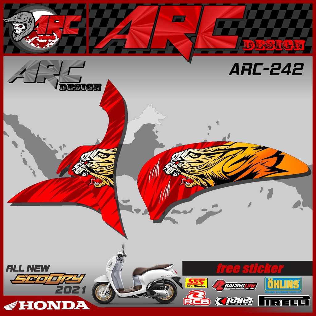 (COD) Sticker Striping Motor Honda All New Scoopy -  Stiker Lis Variasi Scoopy New 2021 2022 Motif R