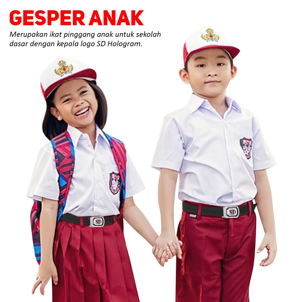 IKAT PINGGANG ANAK SEKOLAH SD TALI SABUK NYLON KANVAS GESPER ANAK SD CODE S029