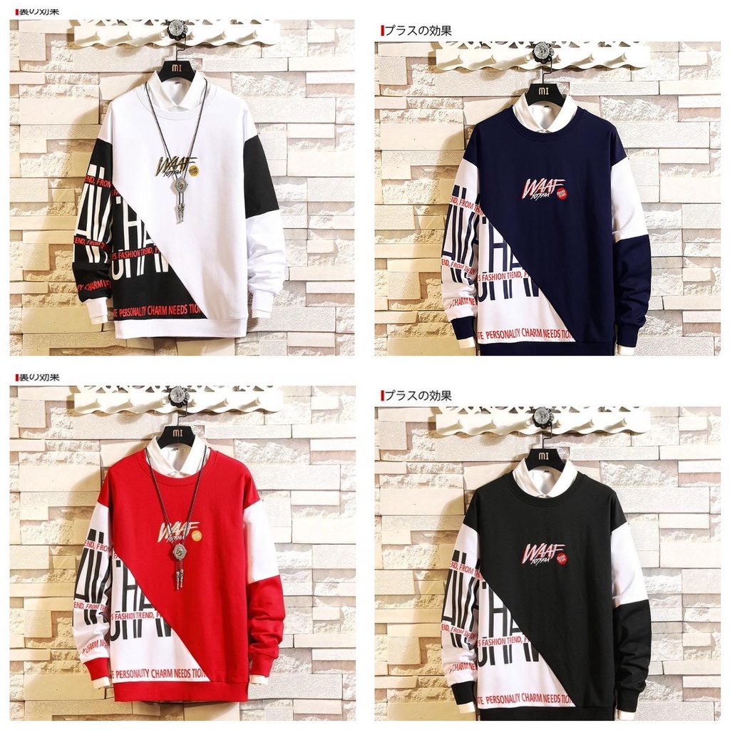 Baju sweater   Waaf / atasan pria / sweater crew neck / fashion pria