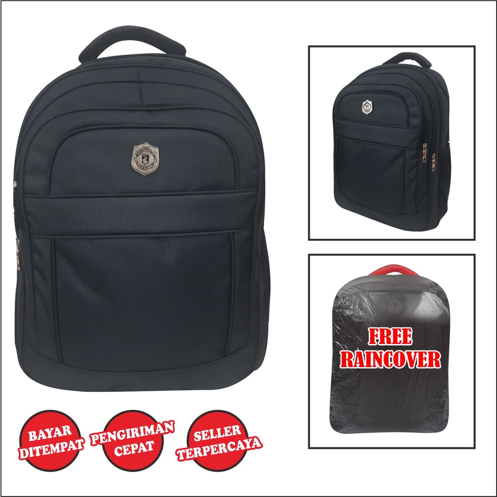 Ransel Polo Tas Backpack Pria Wanita Ada Slot Laptop Bahan Waterproof Tebal Free Raincover Terbaru - Polo GLobal 9820