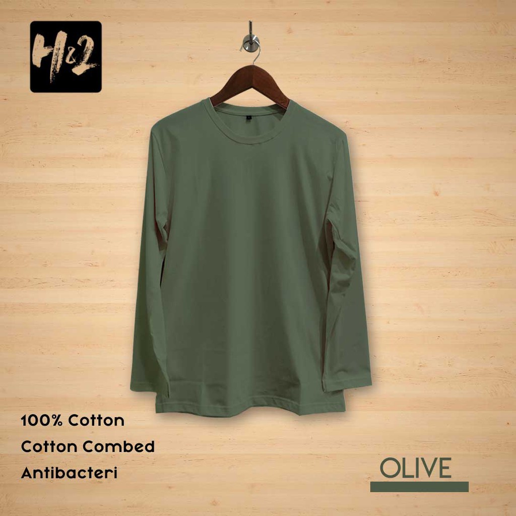 Kaos Polos Olive Panjang Anti Bakteri termurah