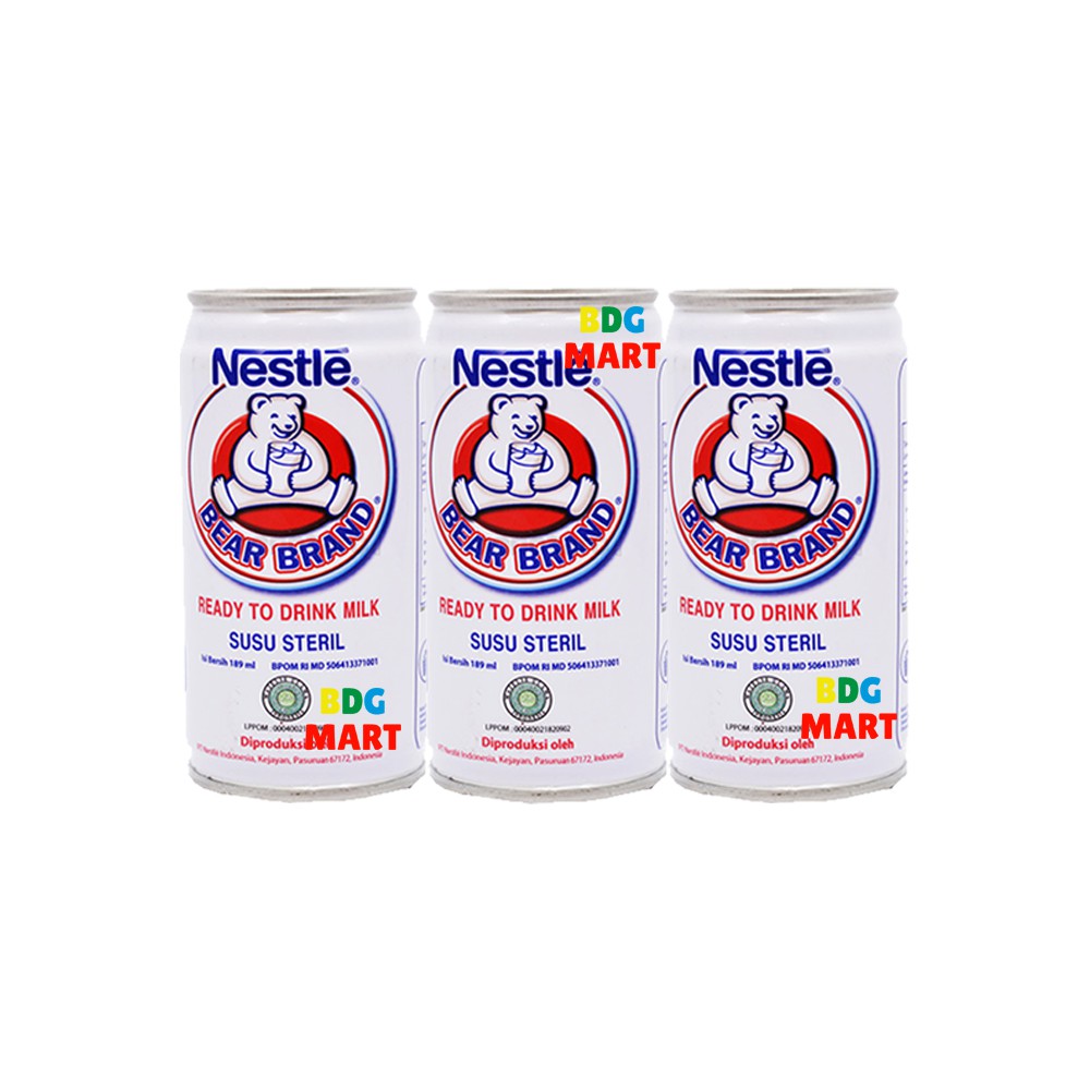 

PAKET 3 PCS Bear Brand Susu Sapi Steril Susu Sapi Gambar Beruang Produk Nestle - 3pcs x 189ml