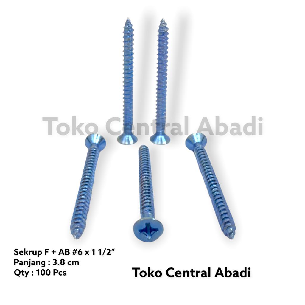 Sekrup F + AB # 6 X  1 1/2" isi 100 pcs / Sekrup GRC /  Sekrup Gypsum / Sekrup Kayu / Sekrup Kecil /