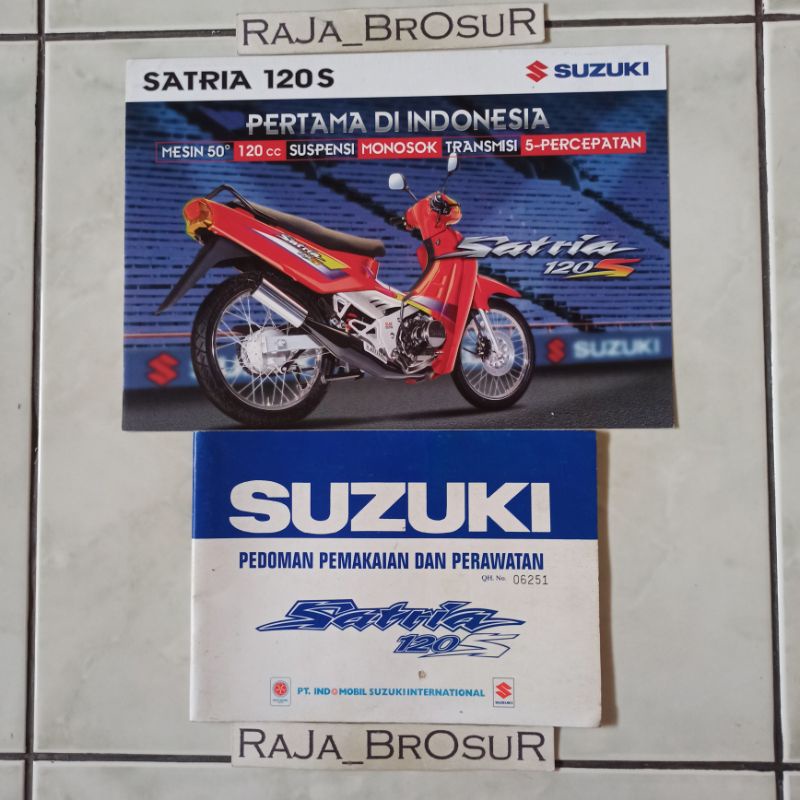 Buku pedoman pemakaian dan perawatan + Poster brosur katalog leaflet Suzuki Satria 120 S Satria 120S