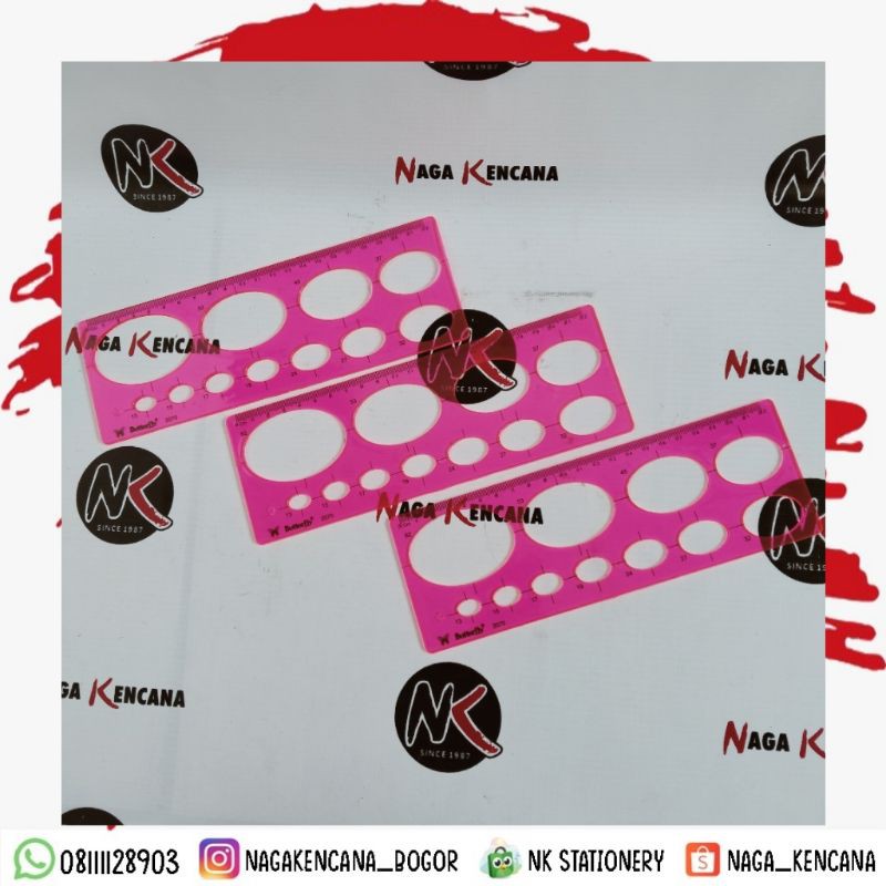 

Penggaris/Garisan/Ruler Plastik Butterfly 2070/Elips/Oval