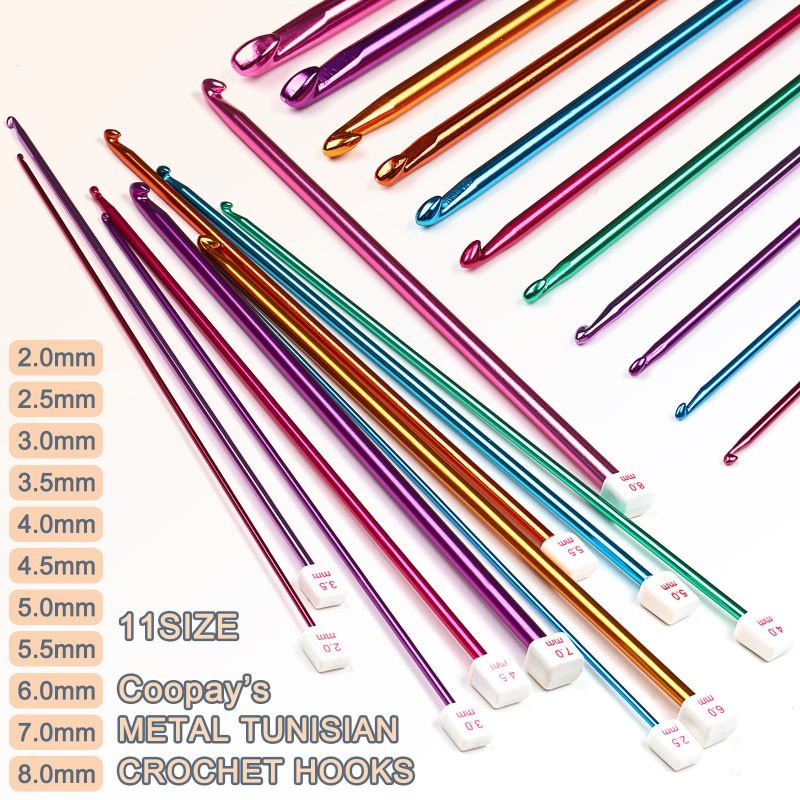 11pcs Tunisian crochet Hakpen Tunisian Hook 27cm Jarum Rajut Tunisian Afghan