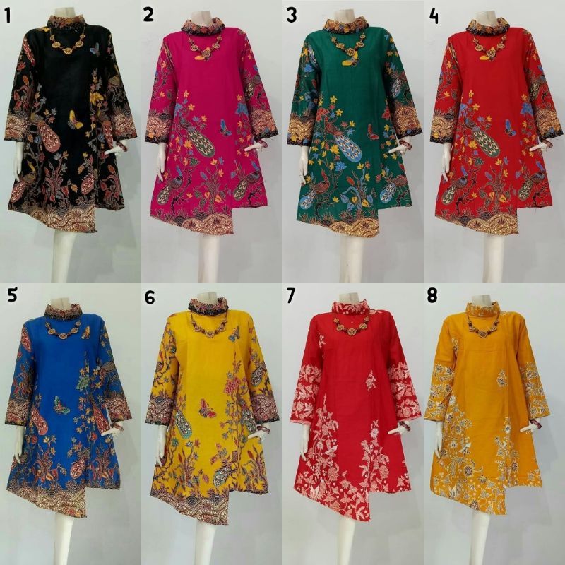 PAKAIAN BAJU TUNIK DRESS DASTER BATIK WANITA JUMBO TIDAK LUNTUR MURAH UNGGUL JAYA PEKALONGAN