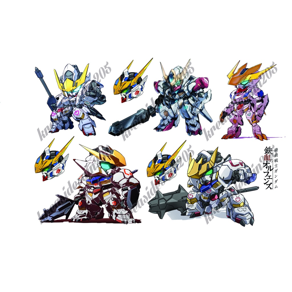 stiker anime/gundam iron and blood/stiker laptop /stiker gundam / chibi / hp /stiker kulkas/stiker k