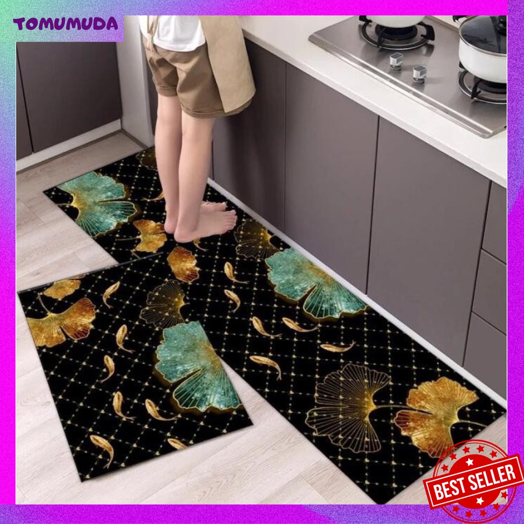 TOKO MUDA Keset Dapur Premium Anti Slip Keset Kaki Motif 2in1 Keset Ruang Makan 120x40 dan 40x60 lwk02