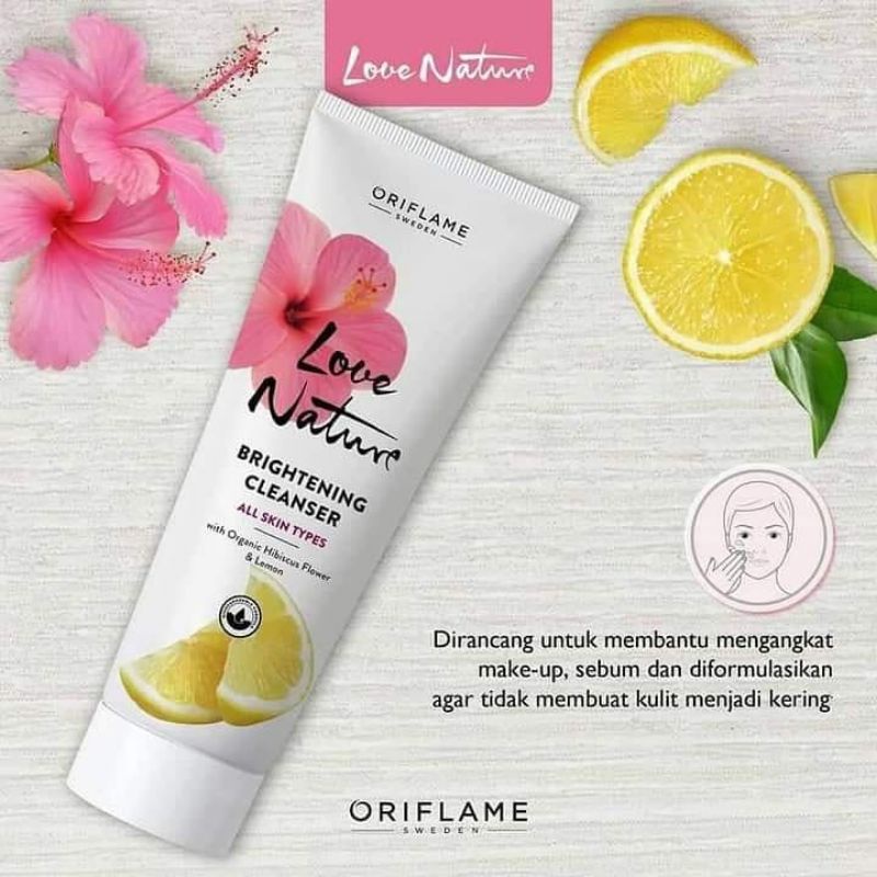 Love Nature Brightening Face Cream,Toner,Cleanser With Organic Hibiscus Flowers &amp; Lemon