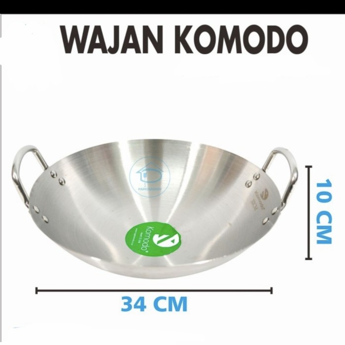 U 34 CM Komodo Kuali Wajan Penggorengan Stainless Steel Diameter 34cm