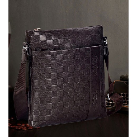 TAS SELEMPANG PRIA ELEGANT KULIT MOTIF KOTAK IMPORT