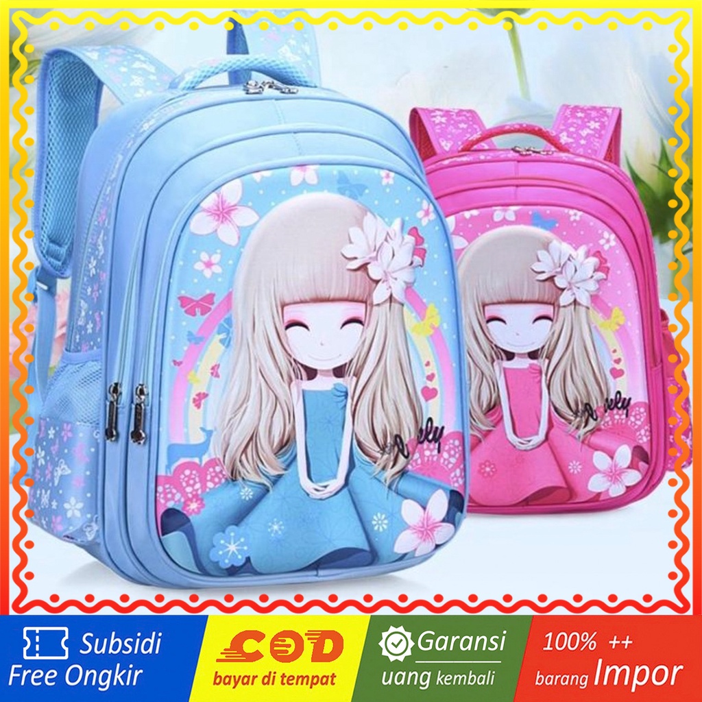 WWH04B Tas Anak Ransel Sekolah Bunga-Bunga Flower Girl Effiel Sophia  TKM