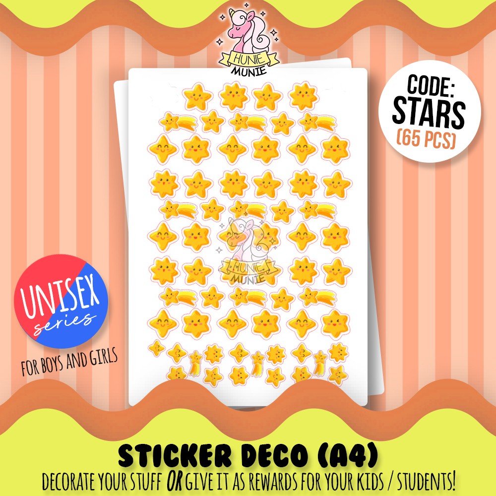 

Sticker Deco - Stars Star Bintang Reward - UNISEX SERIES - Stiker Reward Anak Cake Topper - Hunie Munie