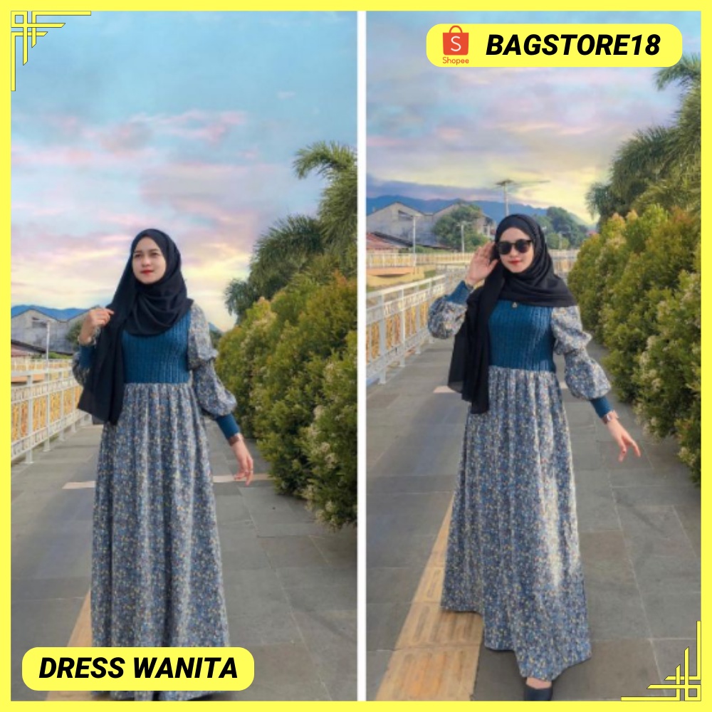 READY  DRESS WANITA MAXI / GAMIS RAJUT KOMBINASI KODORAI IMPORT WS75000