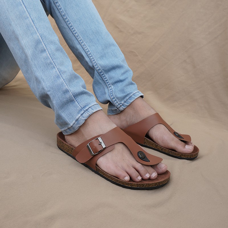 Bayar Di Tempat- Sendal Pria Selop Walkers Jepit1 Tan Sandal Slip On Sandal Slide Selop Keren