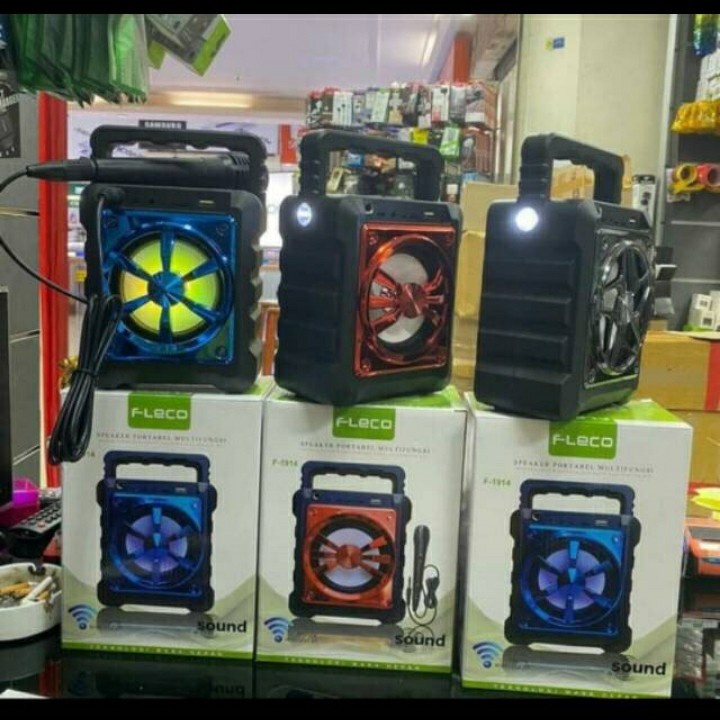 speaker bluetooth portable fleco f-1914 free mic dan suara kencang