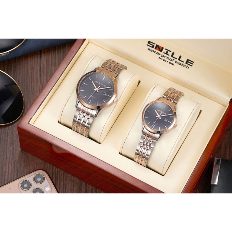 Snille ( bahan stainless steel ) Original MA - A1  Jam Tangan Pria &amp; Wanita. ( Tahan Air ) GRATIS 1 PCS JAM TANGAN