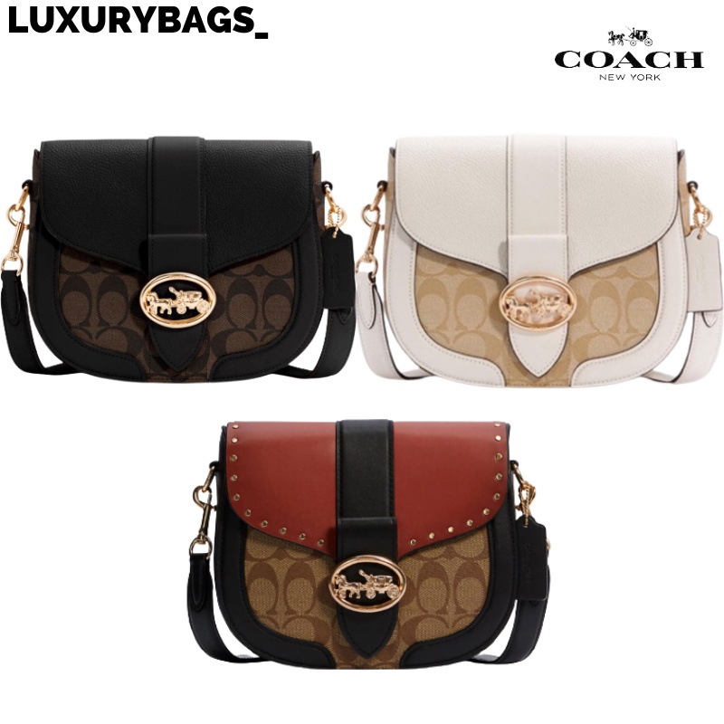 Coach Georgie Saddle Bag In Signature Canvas C2806 C3593 C3241