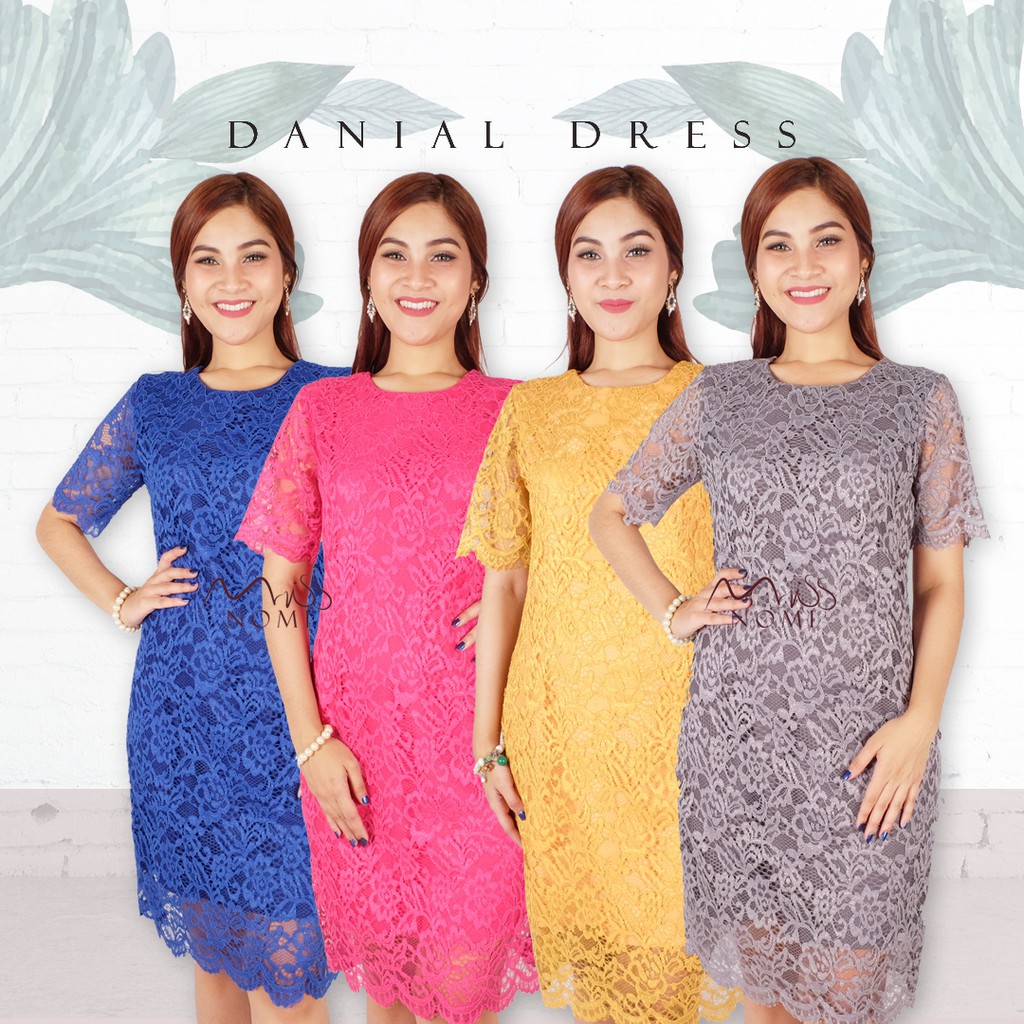 BK  DRESS PESTA BRUKAT LACE  JUMBO/ GAUN PESTA PENDEK BIGISIZE MERAH BIRU/ DANIAL  by batik