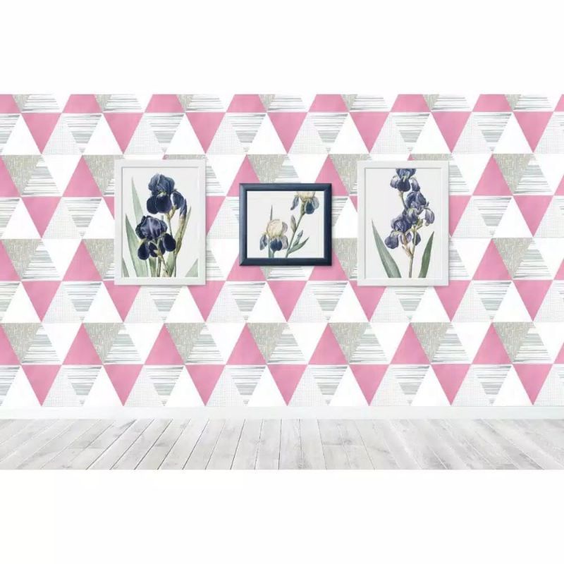 WALLPAPER STIKER DINDING SEGITIGA PINK