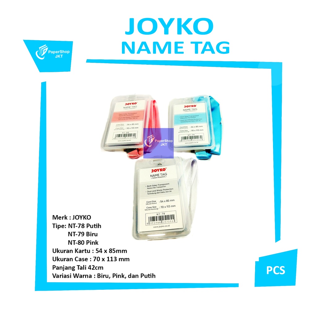 

JOYKO - Name Tag Warna NT-78 - 79 - 80 - Lanyard - Pcs