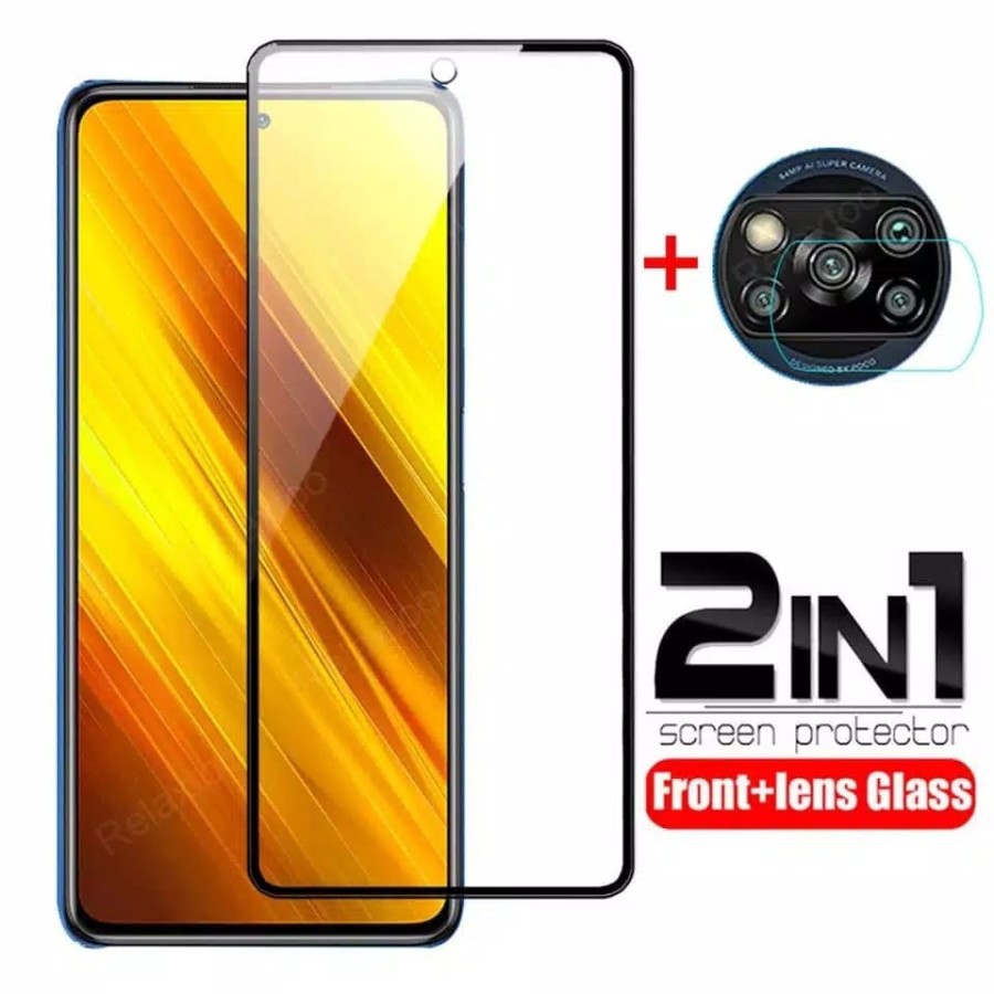 PAKET 2IN1 TG LAYAR DAN TG LENSA CAMERA XIAOMI MI POCO F3 5G POCO M3 X3 NFC X3 PRO BLACK ANTI KAMERA