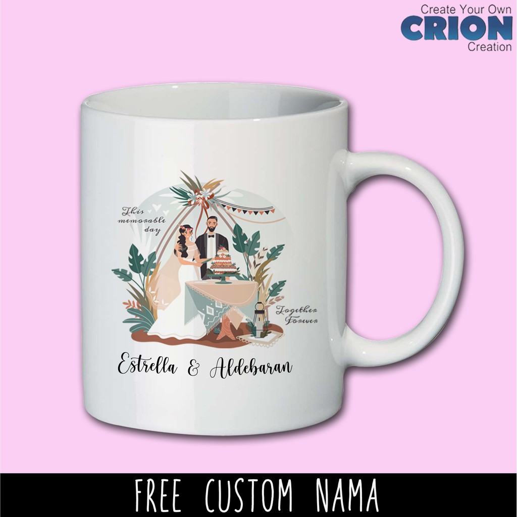 Mug Custom Nama Wedding Series - Hadiah/Souvenir Custom - By Crion