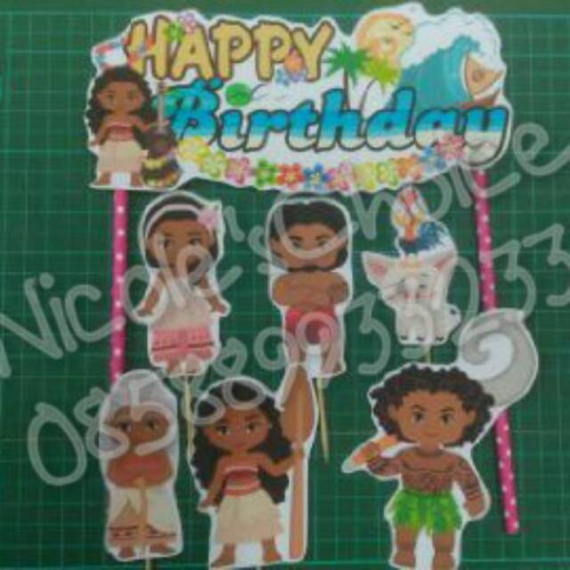 

Cake banner moana Tusukan hiasan kue ulang tahun pemeriah pesta Birthday party sesuai request custom