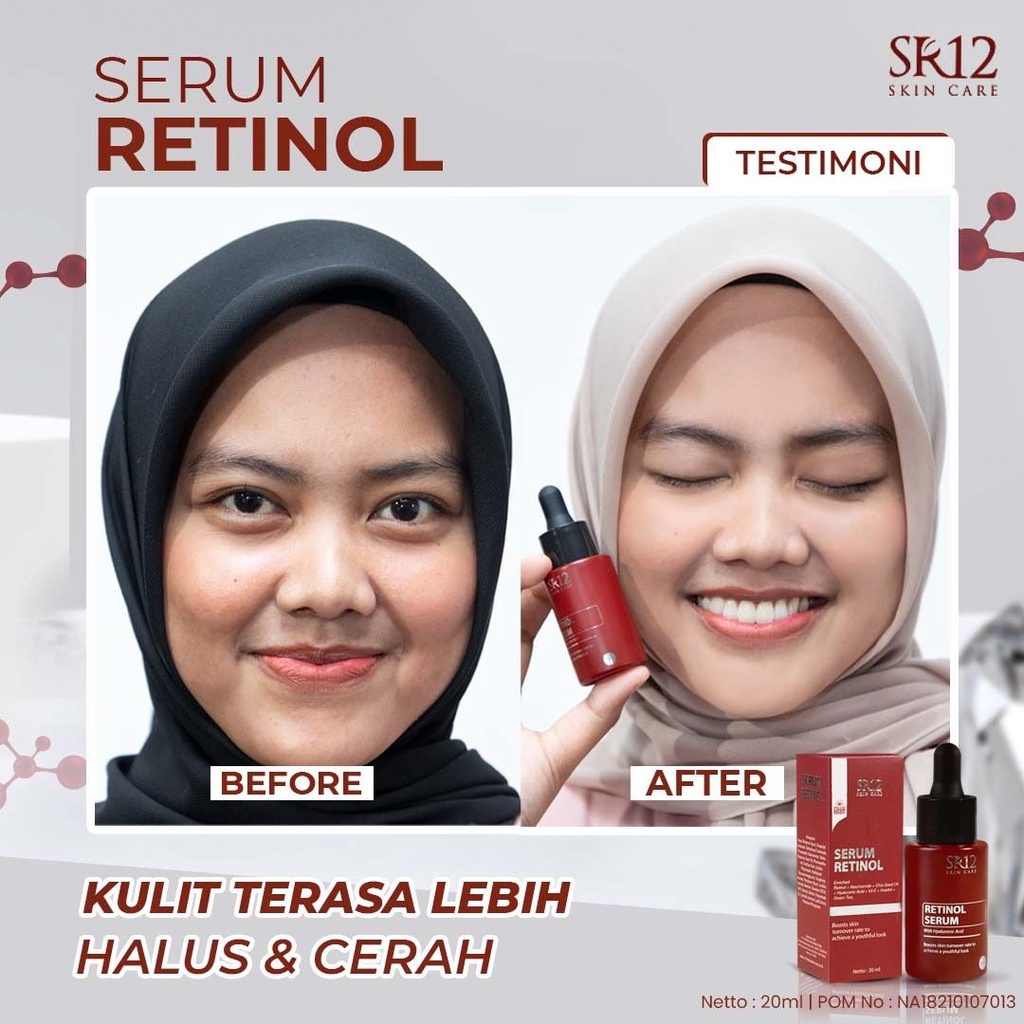 SERUM RETINOL SR12 / SERUM GLOWING BPOM / RETINOL 0,1% ISI 20 ML / MENGATASI JERAWAT / MENCERAHKAN KULIT WAJAH / ANTI AGING / MENCEGANG PENUAAN DINI