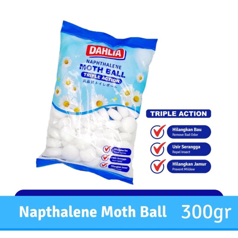 Jual Kapur Barus Dahlia Naphthalene Moth Ball Triple Action 300 Gr