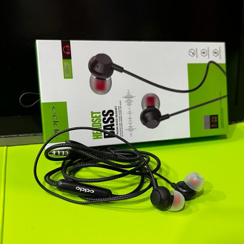 T-33 Headset oppo Extra Bass Stereo + Microphone Earphone oppo A83 A5S F7 F9 F11 A55 Reno 2 3 4 5 5F