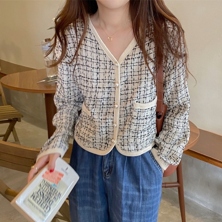 korean style V-neck outerwear pakaian wanita/Retro jaket wanita Import/jaket jeans crop oversize