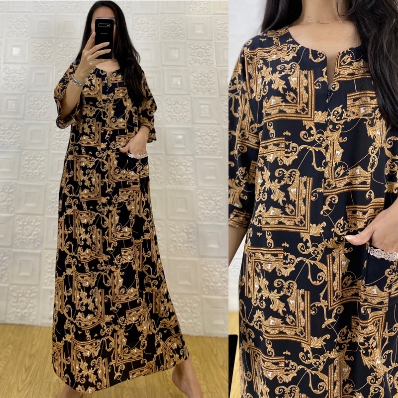 daster tangan 3/4 /tangan 7/8 / busui/panjang viral jumbo /long daster/daster 3/4 /homedress/daster semata kaki/daster gamis-Tk VERSACE