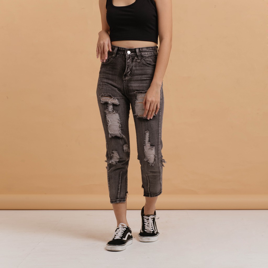 VIERLIN - Jeans 1008 - HIGH WAIST RIPPED JEANS WANITA