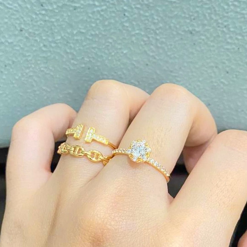 Cincin anak dan dewasa emas asli kadar 700 70% 16k 2 tingkat permata herme horseshoe diorr romawi branded aesthetic terbaru 1 gram satu gr g no 11 12 13 14 15 16