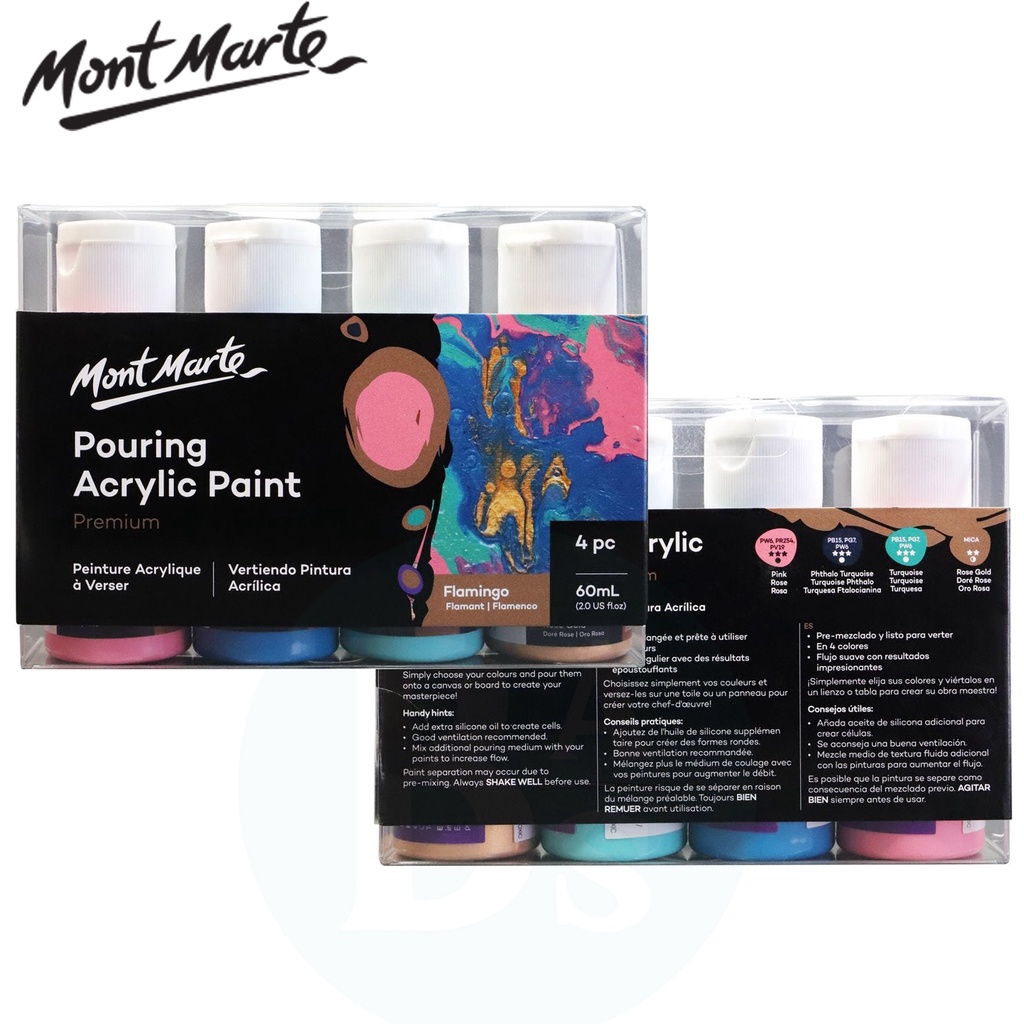 

Pouring Acrylic Paint Flamingo Set Premium 4pc x 60ml (2oz) - Mont Marte