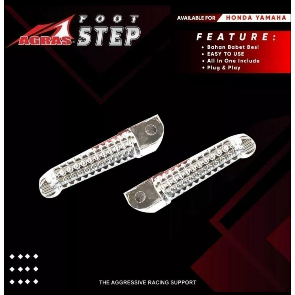 FOOTSTEP SATRIA FU BOSTEP POSTEP PIJAKAN KAKI BELAKANG AGRAS SATU SET SILVER CHROME