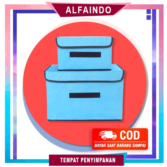 Alfaindo Storage Box Baju Kotak Penyimpanan Pakaian Storage Bag 1set dapat 2 Box SBS003