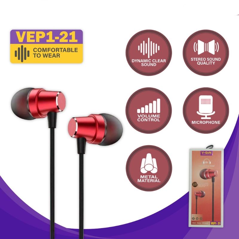 V-gen Handsfree vep1-21 premium  In-Ear Wired