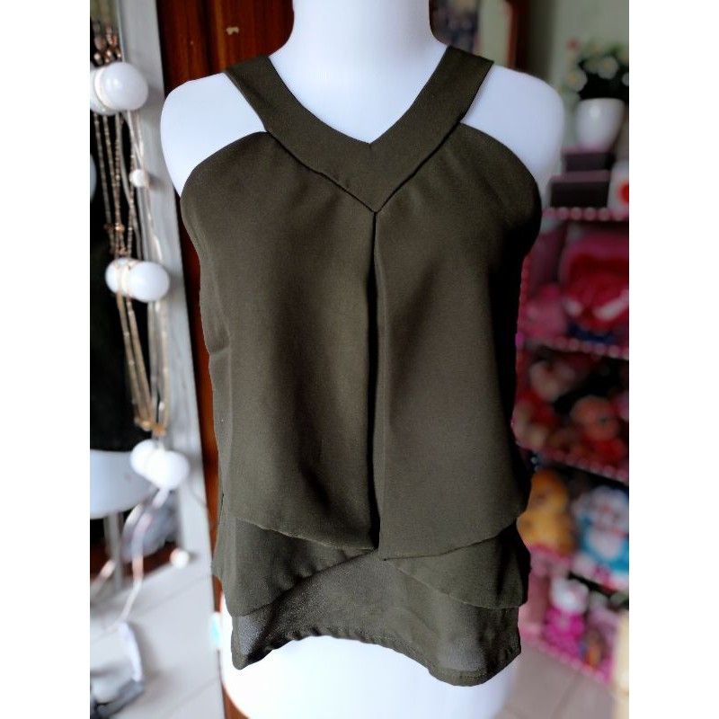 Preloved Blouse Tank Top Army