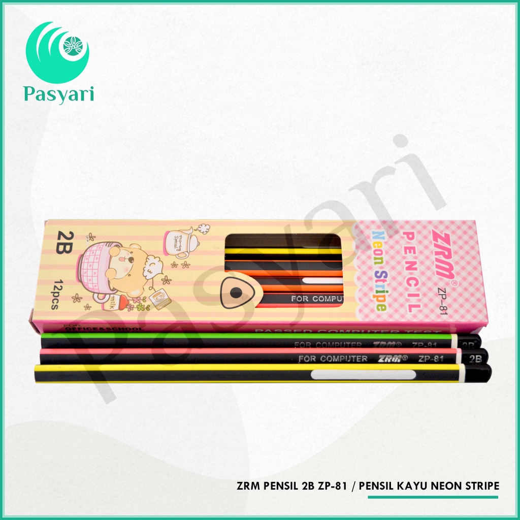 

ZRM Pensil 2b Zp-81 Pensil kayu neon stripe
